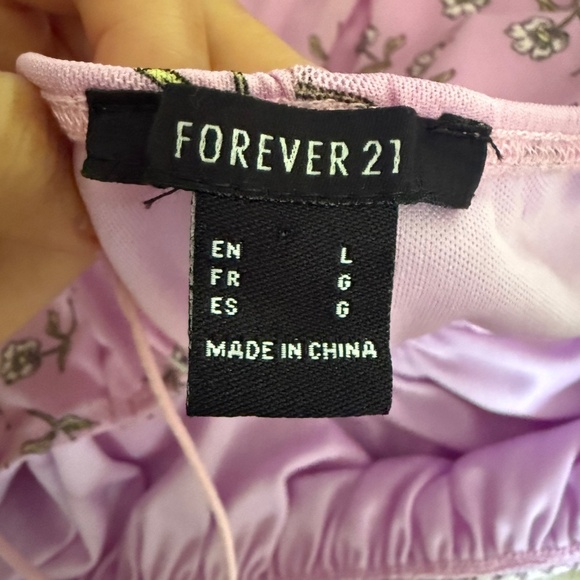 🌸 Forever 21 Pink Floral Dress L | Milkmaid Bust Summer Date Style - Picture 7 of 7